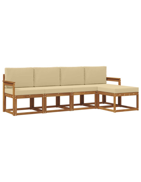 Set di divani da esterno con cuscino 5 pcs Naturale e Beige