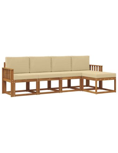 Set di divani da esterno con cuscino 5 pcs Naturale e Beige
