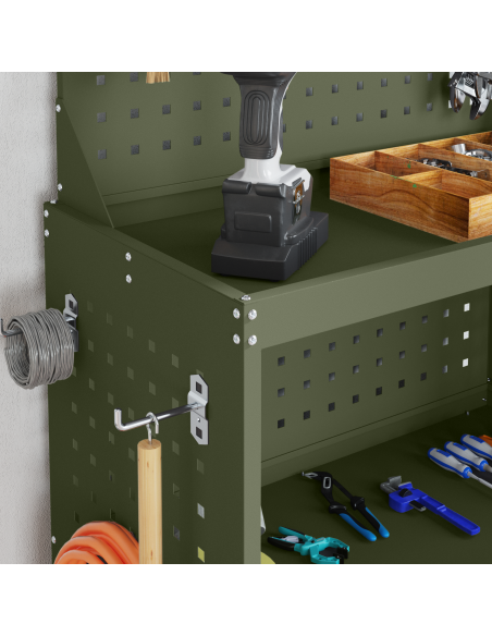 Carrello per Attrezzi con ruota Verde oliva 65 x 35 x 111 cm