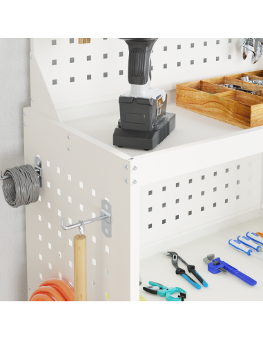 Carrello per Attrezzi con lo scaffale Bianco 65 x 35 x 111 cm