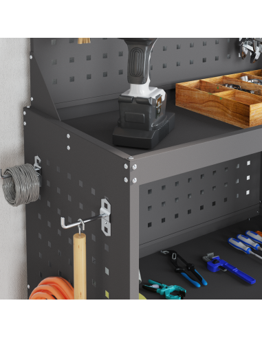 Carrello per Attrezzi con lo scaffale Nero 65 x 35 x 111 cm