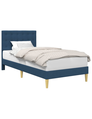 Struttura del letto con testiera Blu 90 x 190 cm Tessuto