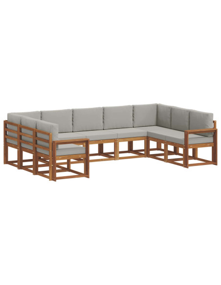 Set di divani con cuscino 9 pcs Grigio Naturale e Chiaro