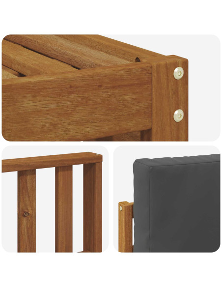 Set divani 5 pcs Naturale e Antracite Legno di Acacia Massello
