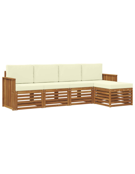 Set divani 5 pcs Naturale e Crema Legno di Acacia Massello