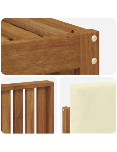 Set divani 5 pcs Naturale e Crema Legno di Acacia Massello