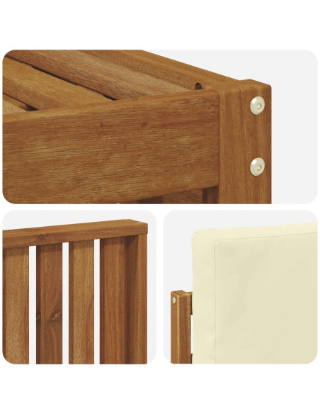 Set divani 5 pcs Naturale e Crema Legno di Acacia Massello