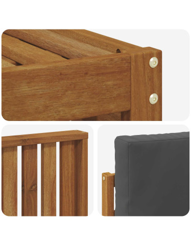 Set divani 5 pcs Naturale e Antracite Legno di Acacia Massello