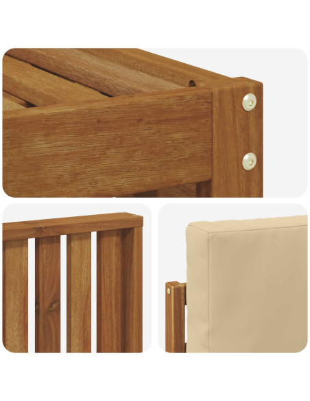 Set divani 5 pcs Naturale e Beige Legno di Acacia Massello