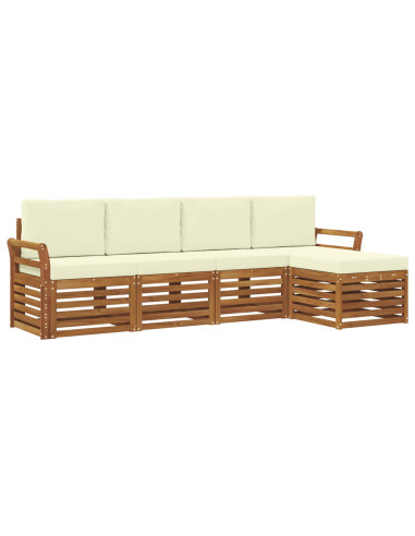 Set divani 5 pcs Naturale e Crema Legno di Acacia Massello