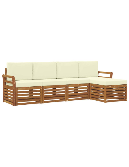 Set divani 5 pcs Naturale e Crema Legno di Acacia Massello