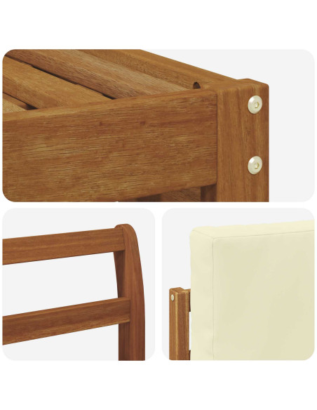 Set divani 5 pcs Naturale e Crema Legno di Acacia Massello