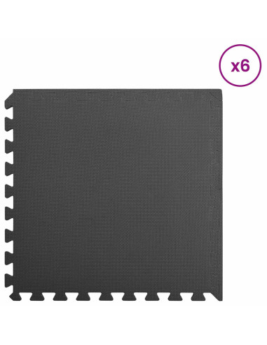 Tappetino per piscina 6 pcs Nero 2,16 ㎡ Schiuma EVA
