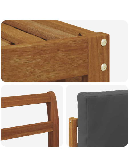 Set divani 5 pcs Naturale e Antracite Legno di Acacia Massello