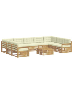 Set di divani da esterno con cuscino 10 pcs Bianco e Crema 2