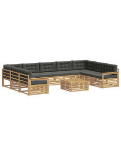 Set di divani da esterno con cuscino 10 pcs Bianco e Antracite 2