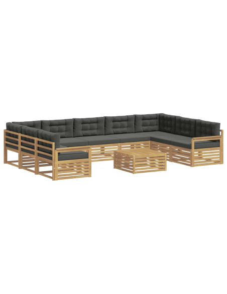 Set di divani da esterno con cuscino 10 pcs Bianco e Antracite
