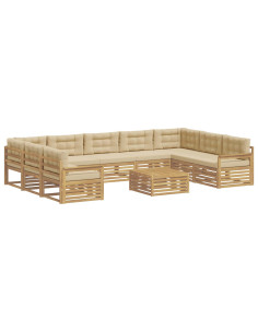 Set di divani da esterno con cuscino 10 pcs Bianco e Beige 2