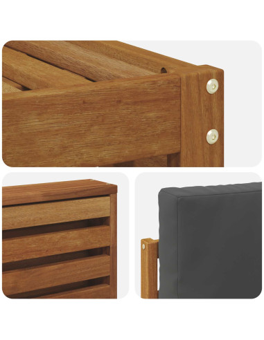 Set divani 5 pcs Naturale e Antracite Legno di Acacia Massello