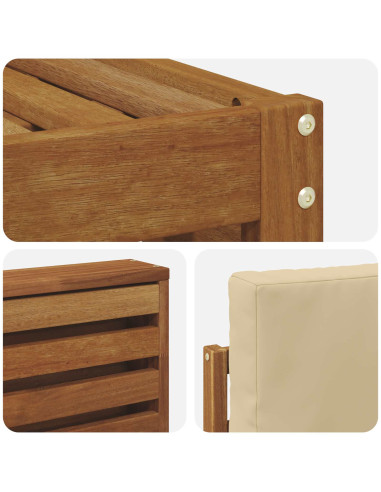 Set divani 5 pcs Naturale e Beige Legno di Acacia Massello