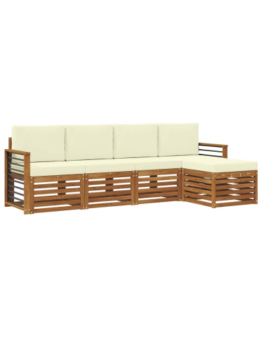 Set divani 5 pcs Naturale e Crema Legno di Acacia Massello