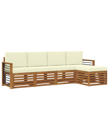 Set divani 5 pcs Naturale e Crema Legno di Acacia Massello