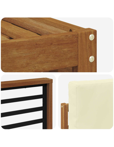 Set divani 5 pcs Naturale e Crema Legno di Acacia Massello