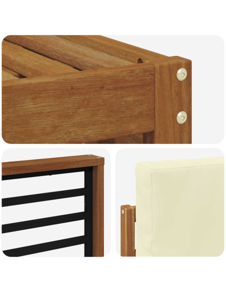 Set divani 5 pcs Naturale e Crema Legno di Acacia Massello