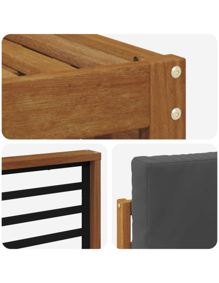 Set divani 5 pcs Naturale e Antracite Legno di Acacia Massello