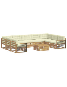 Set di divani da esterno con cuscino 10 pcs Bianco e Crema 2