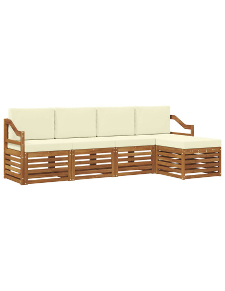 Set divani 5 pcs Naturale e Crema Legno di Acacia Massello
