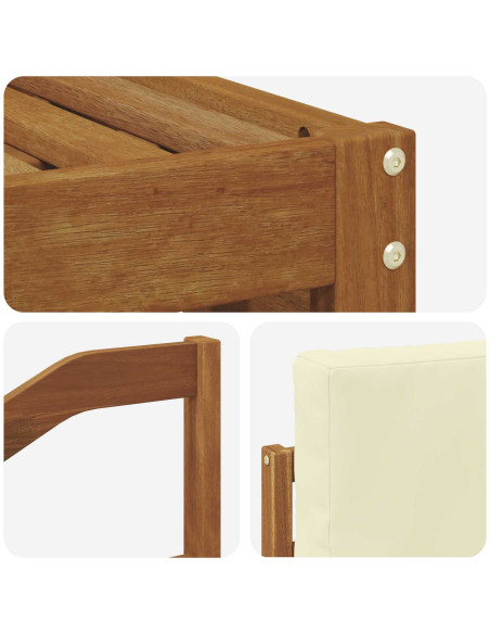 Set divani 5 pcs Naturale e Crema Legno di Acacia Massello