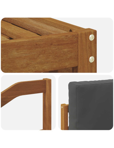 Set divani 5 pcs Naturale e Antracite Legno di Acacia Massello