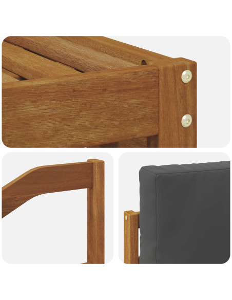 Set divani 5 pcs Naturale e Antracite Legno di Acacia Massello
