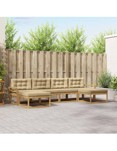 Set di divani da esterno con cuscino 6 pcs Bianco e Beige