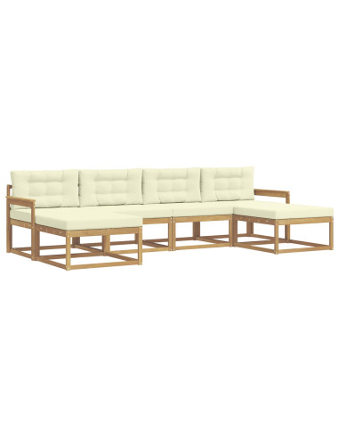 Set di divani da esterno con cuscino 6 pcs Bianco e Crema