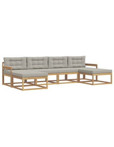 Set di divani da esterno 6 pcs Bianco e Grigio Chiaro