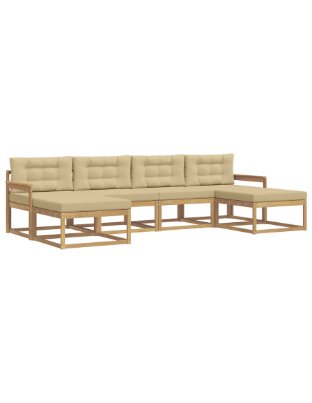 Set di divani da esterno con cuscino 6 pcs Bianco e Beige