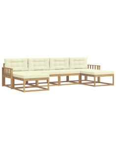 Set di divani da esterno con cuscino 6 pcs Bianco e Crema 2