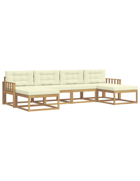 Set di divani da esterno con cuscino 6 pcs Bianco e Crema