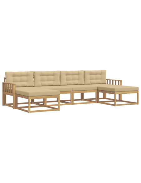 Set di divani da esterno con cuscino 6 pcs Bianco e Beige