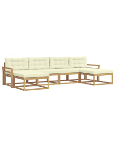 Set di divani da esterno con cuscino 6 pcs Bianco e Crema 2