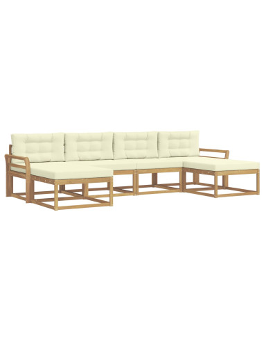 Set di divani da esterno con cuscino 6 pcs Bianco e Crema