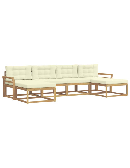 Set di divani da esterno con cuscino 6 pcs Bianco e Crema