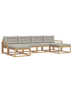 Set di divani da esterno 6 pcs Bianco e Grigio Chiaro 2