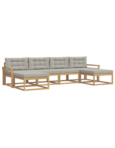 Set di divani da esterno 6 pcs Bianco e Grigio Chiaro