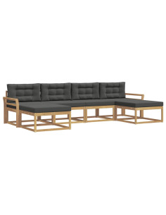 Set di divani da esterno con cuscino 6 pcs Bianco e Antracite 2