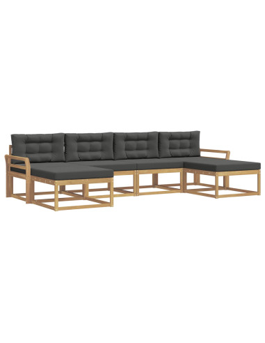 Set di divani da esterno con cuscino 6 pcs Bianco e Antracite