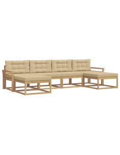 Set di divani da esterno con cuscino 6 pcs Bianco e Beige 2