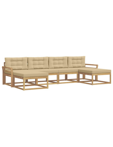 Set di divani da esterno con cuscino 6 pcs Bianco e Beige